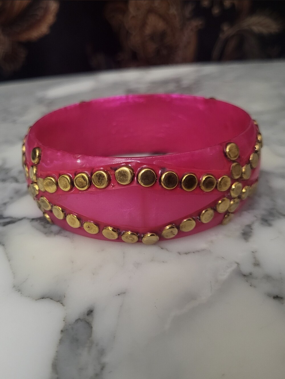 My DORIS Pink Studded Resin Bangle Bracelet